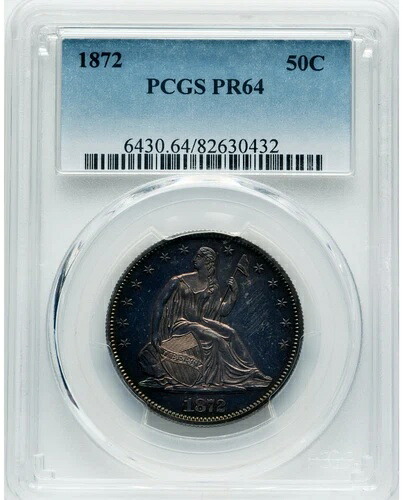 1872年 50セント 自由の女神像半ドル PCGS PR64