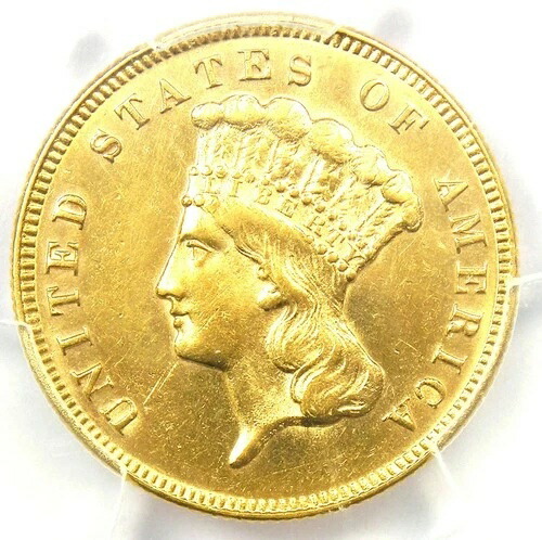 1874年 3月 ドルインドゴールドコイン $3-PCGS未流通ディテール (UNC MS )-レア-