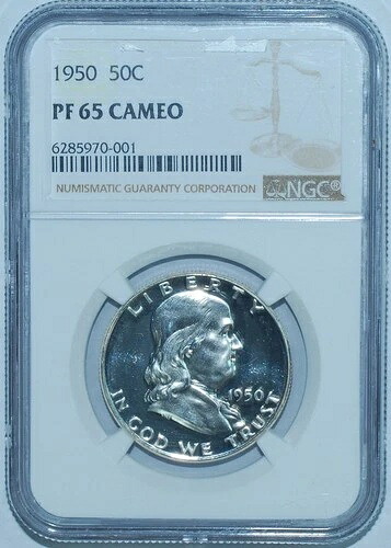 1950 NGC PR65CAM カメオ プルーフ ストライク フランクリン 1/2ドル-
