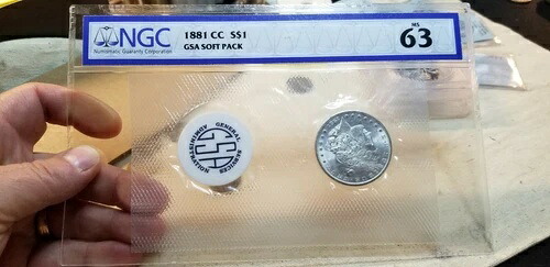 1881 CC モーガン シルバー ダラー $1 GSA ソフト パック NGC MS 63 希少! 388,575円