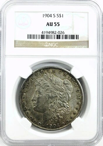 1904年製 S モルガン・ダラー！NGC AU55！最高級！高品質！マストアイテム！NR #VIP144