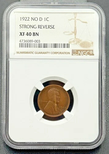 1922年 Dなし 強力リバースウィートセント（PCGS VF 30、ダイペア2、FS-401）