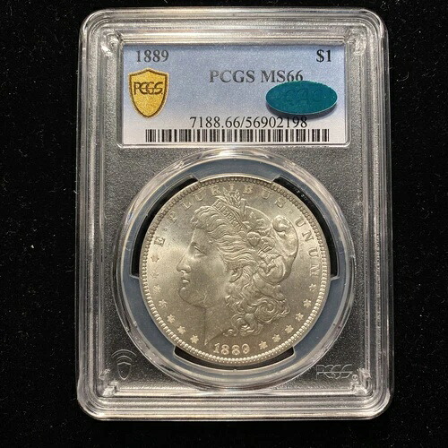 1889年 P モルガン ダラー PCGS MS66 CAC シルバー S$1 チョイス 未流通 BU ブラストホワイト
