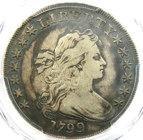 1799年 ドレープバスト シルバードル 1ドルコイン - PCGS VF ディテール認定 - 希少コイン