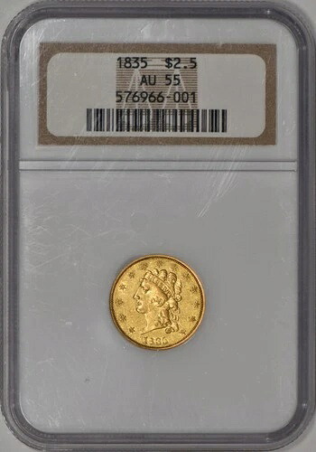 1835年 クラシックヘッド 2.50ドル ゴールドクォーターイーグル NGC AU55