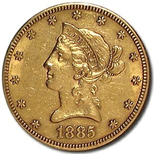 1885年 -S $10 リバティ ゴールド イーグル AU-
