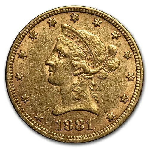 1881年 $10 リバティ ゴールド イーグル AU-
