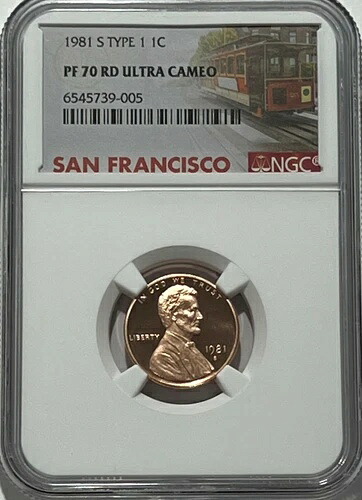 1981 S タイプ 1 NGC PF70 Rd ウルトラ カメオ プルーフ リンカーン記念館 ペニー 1セント トロリー