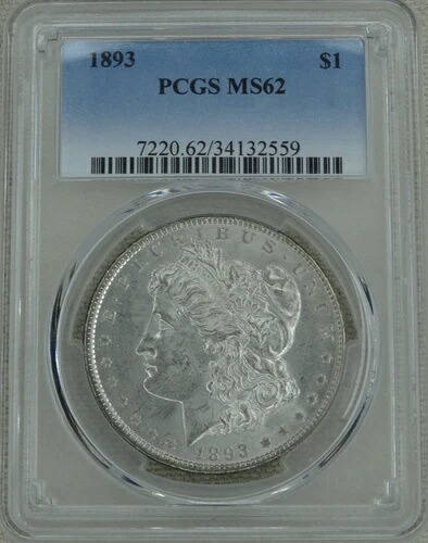1893年 モルガン銀貨 PCGS MS 62 米国造幣局 1ドル硬貨 フィラデルフィア造幣局