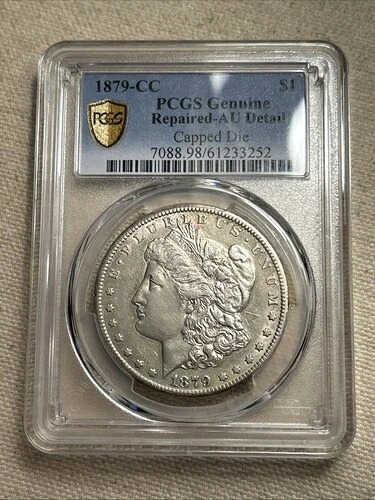 1879-CC キャップドダイ モルガン シルバー ダラー $1 カーソンシティ PCGS 認定 AU 詳細