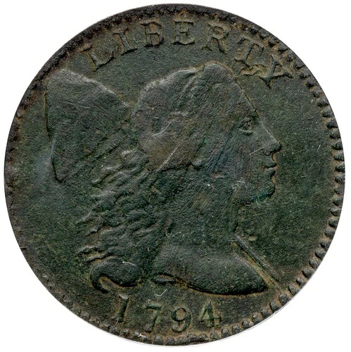 1794 S-66 R-5+ ANACS VF 20 詳細 リバティキャップ ラージセントコイン 1セント