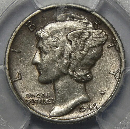 1942/1-D PCGS AU55 マーキュリー シルバーダイム-