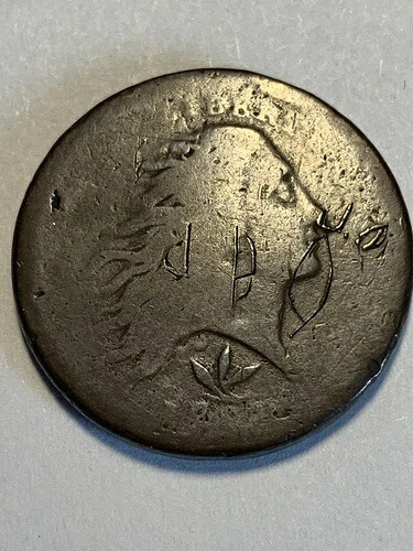 1793年（4）流れるような髪のリースの大きなセント硬貨1セント（素晴らしい古い硬貨）