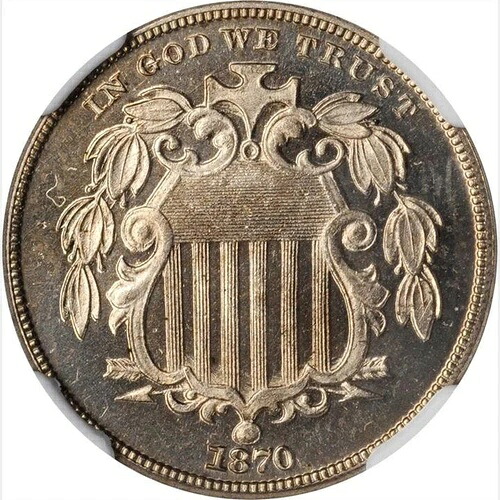 1870 NGC PR66 カメオ ?? 希少＆過小評価 カメオ付き ?? プルーフ ? シールドニッケル ?