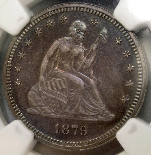 1879年 自由の女神座像クォーター 非常にレアな 1100 ストラックNGC プルーフ 65 PQ gem +-