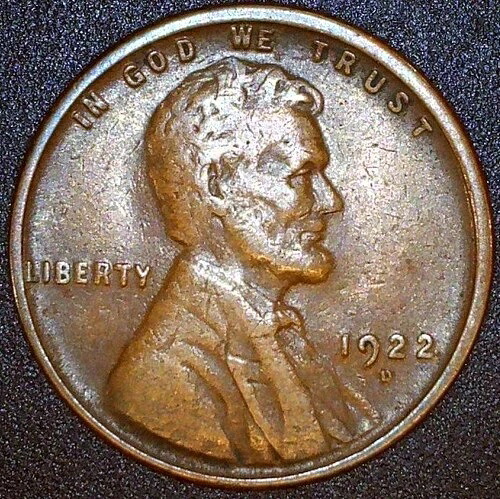 アメリカ 1セント リンカーン小麦ペニー 1922 D