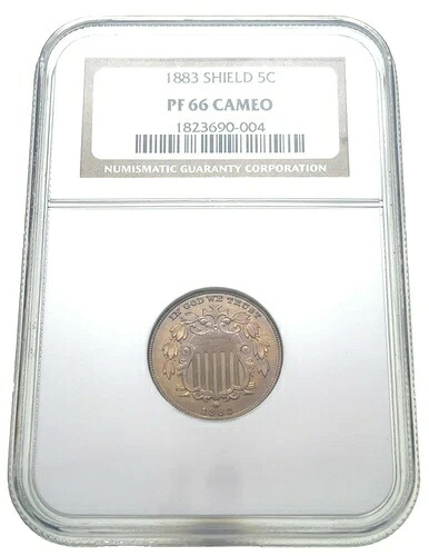 1883 5C シールド ニッケル プルーフ、NGC により PF66 カメオとして評価、素晴らしい品です!