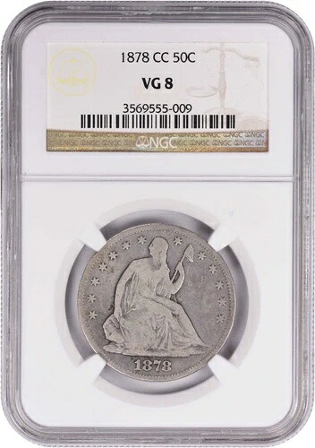 1878年 -CC自由の女神座像 シルバー 1/2ドル VG08 NGC-