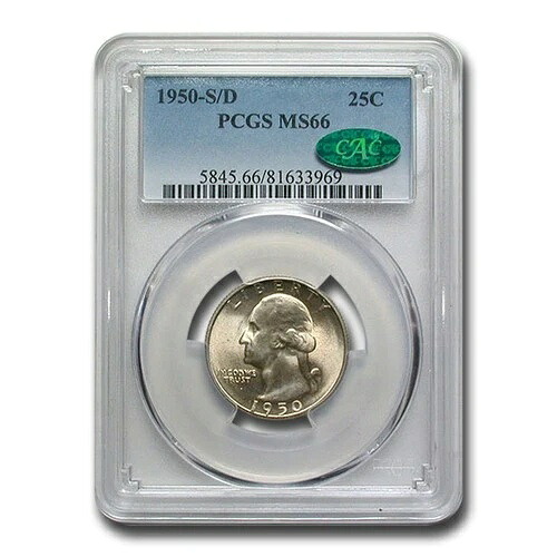 1950年-S/D ワシントンクォーター MS-66 PCGS CAC-