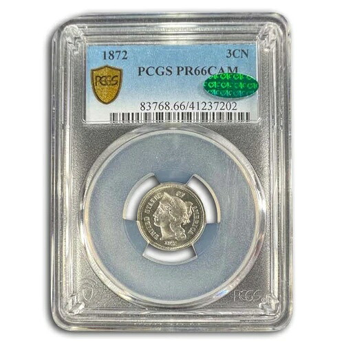 1872年 3セントニッケル PR-66 カメオ PCGS CAC 399,960円