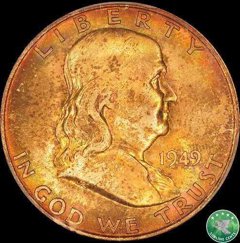 1949-D 50セント フランクリン ハーフダラー PCGS MS 66 FBL *トーン*|WORLD RESOURCE【QUEEN店】