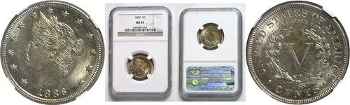 1886 5C 自由の女神ニッケルNGC MS-63-
