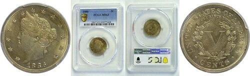 1886 5C リバティニッケル PCGS MS-63-