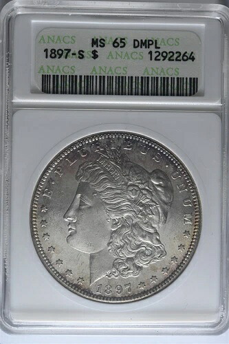 1897 S $1 モルガン銀貨 ANACS MS65 DMPL