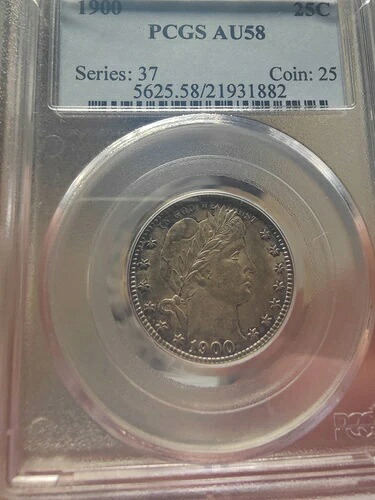 25セント 1900年 PCGS AU58