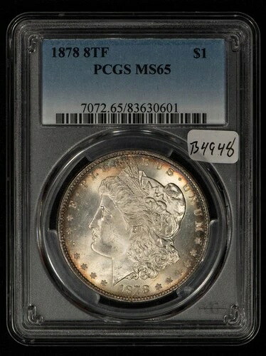 1878年 8TF $1 モーガンシルバードル-PQ ブレザー-PCGS MS 65-ビデオ-SKU-B4948-