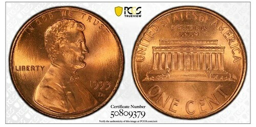 1993年-D 1C RD リンカーン メモリアル 1 セント PCGS MS69RD 50809379-
