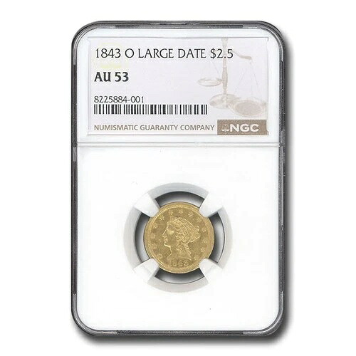 1843年-O $2.50 リバティ ゴールドクォーター イーグル ラージ 日付 AU-53 NGC-｜WORLD RESOURCE【QUEEN店】