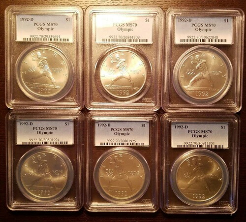 1992年-D 米国オリンピックドル MS70 PCGS ホード。ノーラン・ライアン。