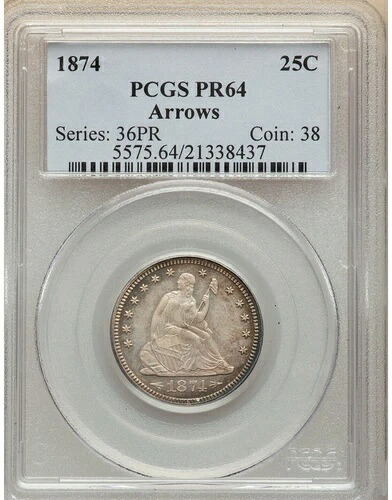1874年 自由の女神像クォーター グレード PR64 by PCGS- 406,395円