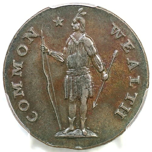 1788 6-N R-3 PCGS AU 55 期間なし マサチューセッツ セント コロニアル銅貨