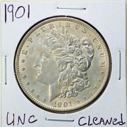 1901年 $1 モーガンシルバードル UNCディテール洗浄済 #08715-