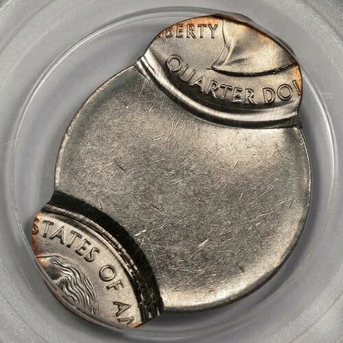 1999年 PCGS MS64 ダブルストラック 75% および 80% オフセンター ジョージ アクォーター ミントエラー-