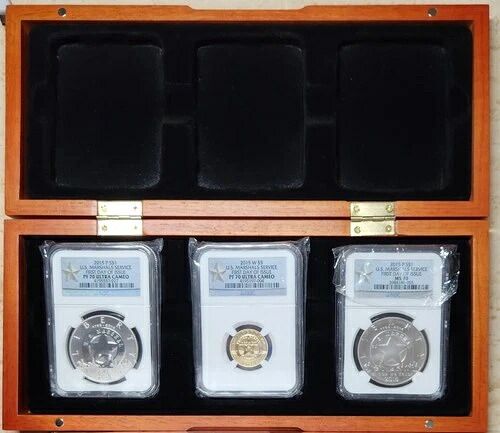 2015 W & P 3 コイン FDOI U.S.MARSHALS セット NGC MS-70(AG),PR-70DC(AG),PR70DCAM(AU)
