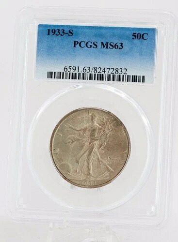 1933年 -S歩く自由の女神ハーフドル PCGS MS63ジェムオリジナル-