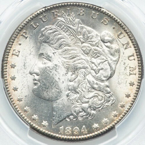 モルガン・シルバー・ダラー 1894-S、PCGS MS-62 グレード!サンフランシスコ造幣局発行。希少な年代!