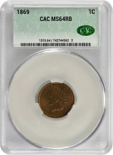1869年インディアンセント MS64RB CACG