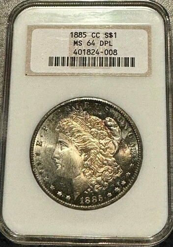 1885年-CC モーガンシルバードル NGC MS64 DPL ディーププルーフ ライク！ 美しいトーニング!-