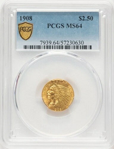 1908年 $2.50 インディアンクォーター イーグル PCGS MS64 (778950010)-