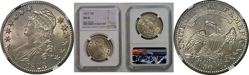 1823年 バストハーフドル NGC MS-62-