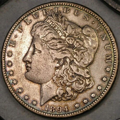 1894年 モーガンシルバードル 希少タフラー セミキー日付出現周回トーン-