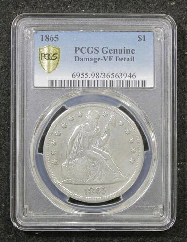 1865年 P自由の女神座像 シルバードル-PCGS スラブ-純正ダメージ-VFディテール- 411,840円