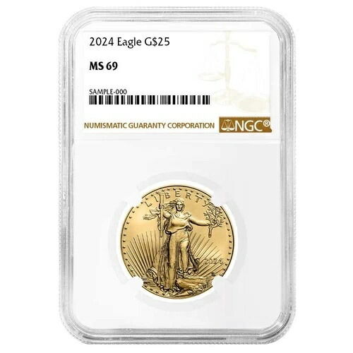 2024年 $25 1/2オンス アメリカンゴールドイーグル NGC MS69 ブラウンラベル-