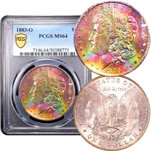 1883年-O モーガンドル $1 レインボートーン PCGS MS64-｜WORLD RESOURCE【QUEEN店】 414,315円