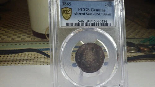 1865年 自由の女神像 25セント硬貨 PCGS UNC 希少|WORLD RESOURCE【QUEEN店】
