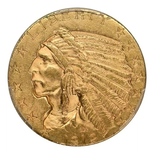 1912年 5ドル金貨 インディアンヘッド ハーフイーグル PCGS MS63 CAC｜WORLD RESOURCE【QUEEN店】